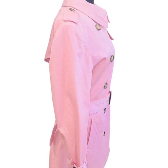 Jones New York Signature Pink Double-Breasted Trench Coat L Barbie Legally Blond - Picture 5 of 13